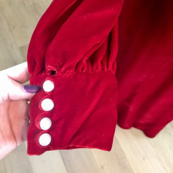 Vintage Red Velvet Maxi Dress - Picture 3 of 6